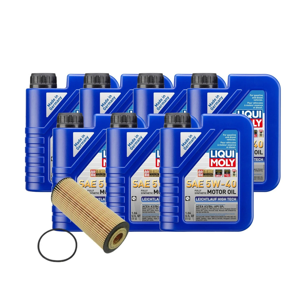Oil Change Kit for Mercedes (7L Liqui Moly Leichtlauf 5W-40, Hengst)