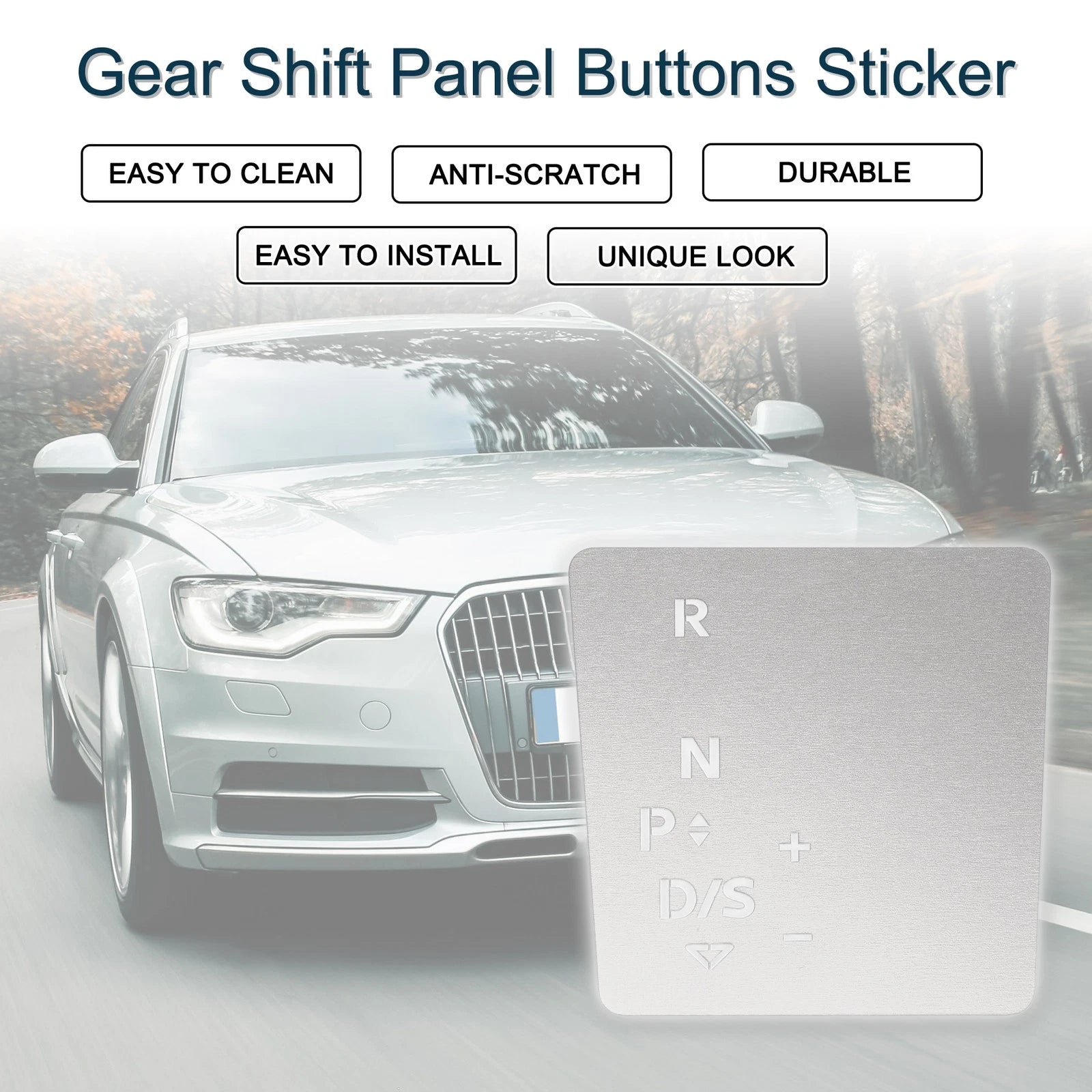Gear Shift Panel Buttons Sticker for Audi A6 S6 A7 S7 Q7 SQ7 (2020–2023) Silver Tone