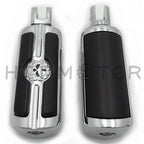 Chrome Gear Skull Footpegs for Harley FXBB FXBR FXBRS FXLR (2018–2023)