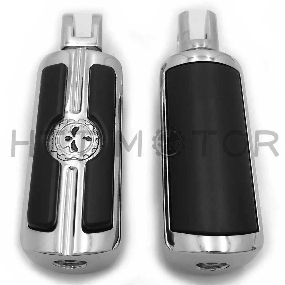 Chrome Gear Skull Footpegs for Harley FXBB FXBR FXBRS FXLR (2018–2023)