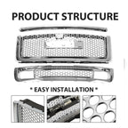 Chrome Upper Lower Grille Hood Molding for GMC Sierra 1500 Denali (2007–2013)