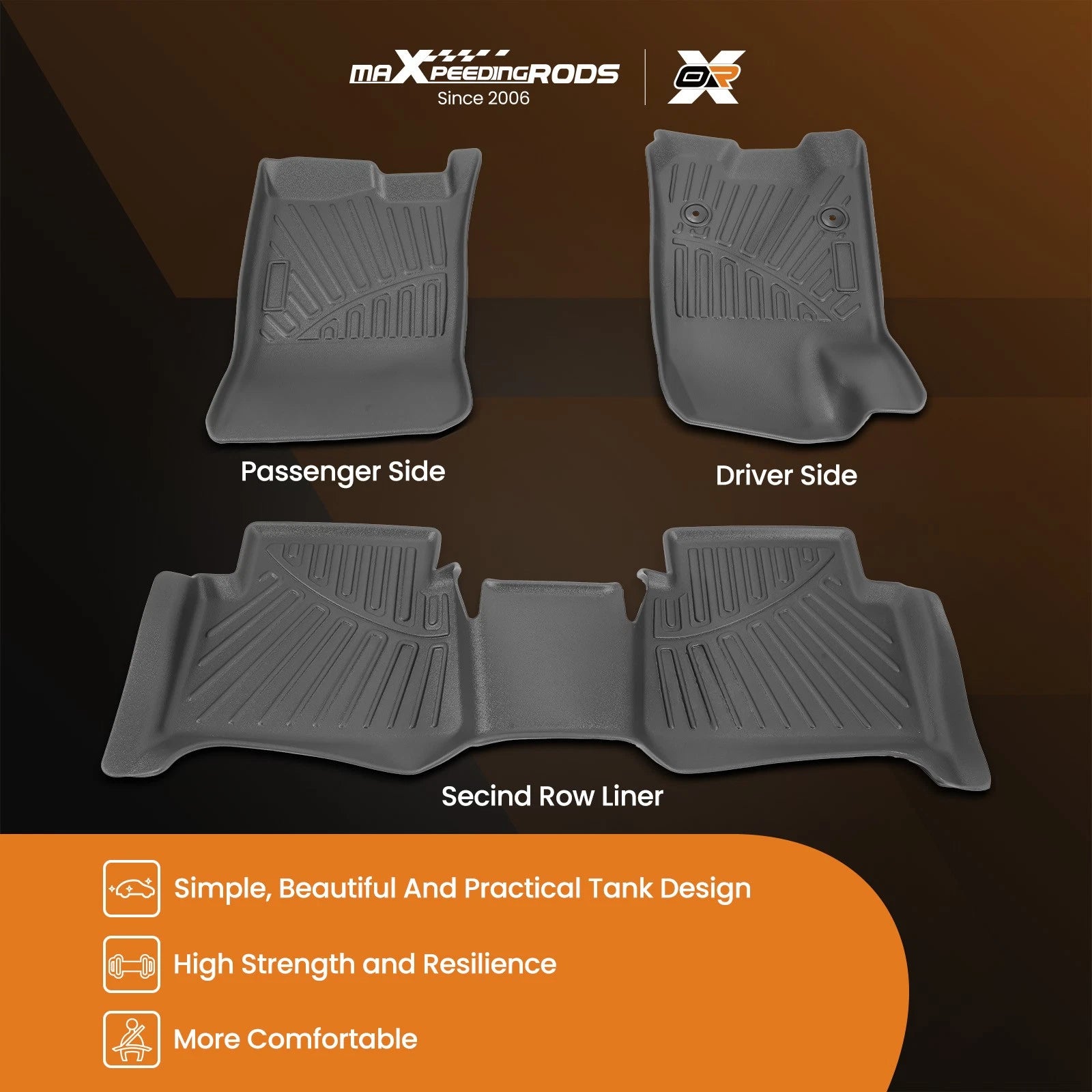 Set of 2 Front & Rear Floor Mats Liners for Chevy Colorado (2023–2025)