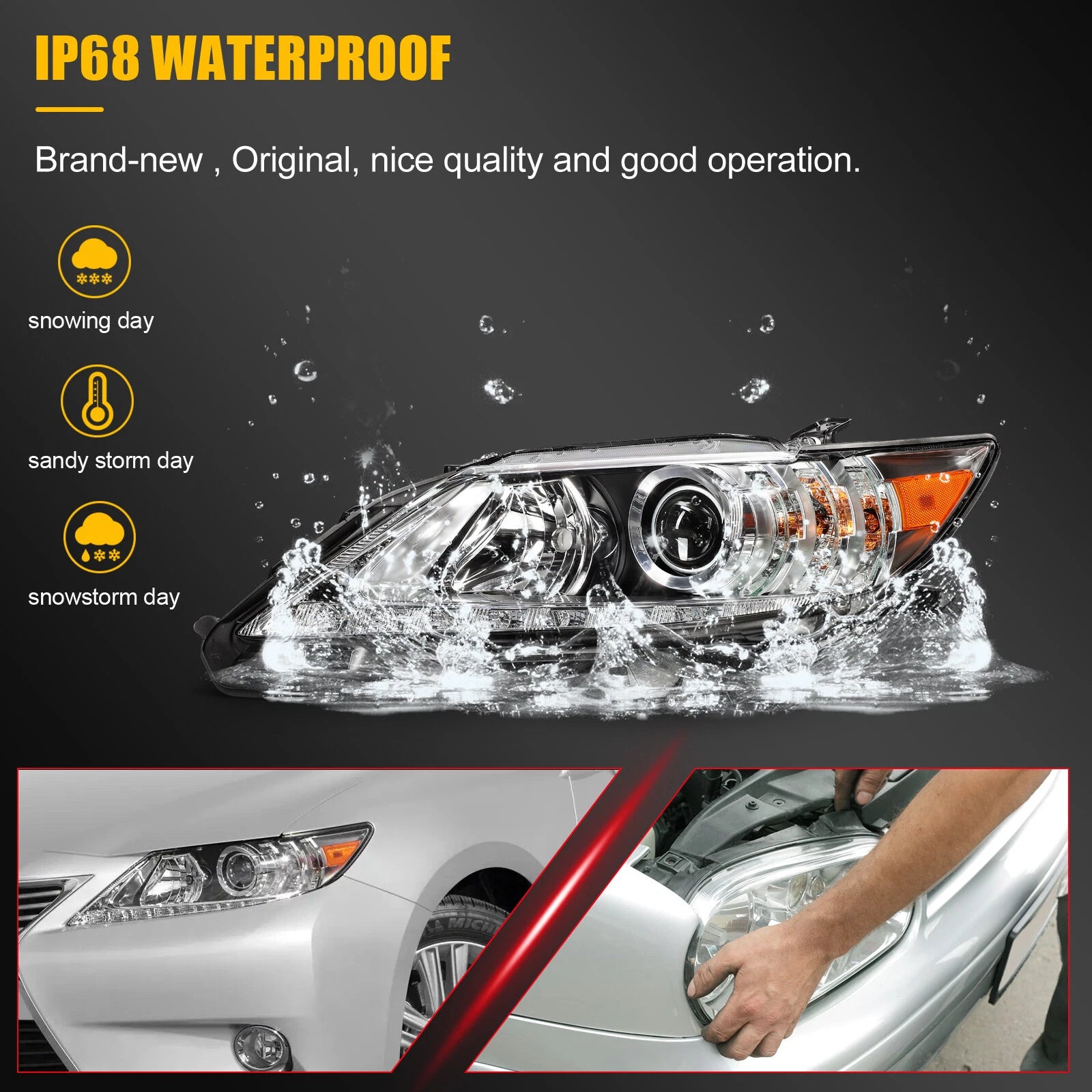 LED Headlight Assembly for Lexus ES350 ES300h (2013–2015) Left Side