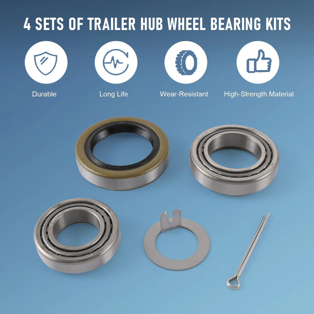 Set of 4 Trailer Wheel Bearings for 3500lb Trailer Axle (L68149, L44649)