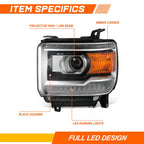 Front Driver Left Side Headlight Lamp for GMC Sierra 1500 LTD 2500 3500 HD (2014–2019)