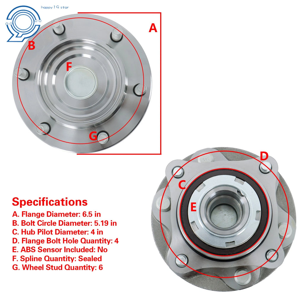 2X Front Wheel Bearing Hub for Toyota 4Runner Tacoma (2005–2015)