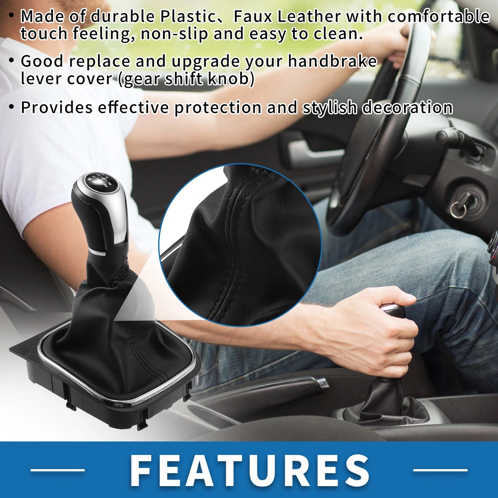 5 Speed Manual Gear Shifter Knob with Cover for Volkswagen Eos (2007–2016)