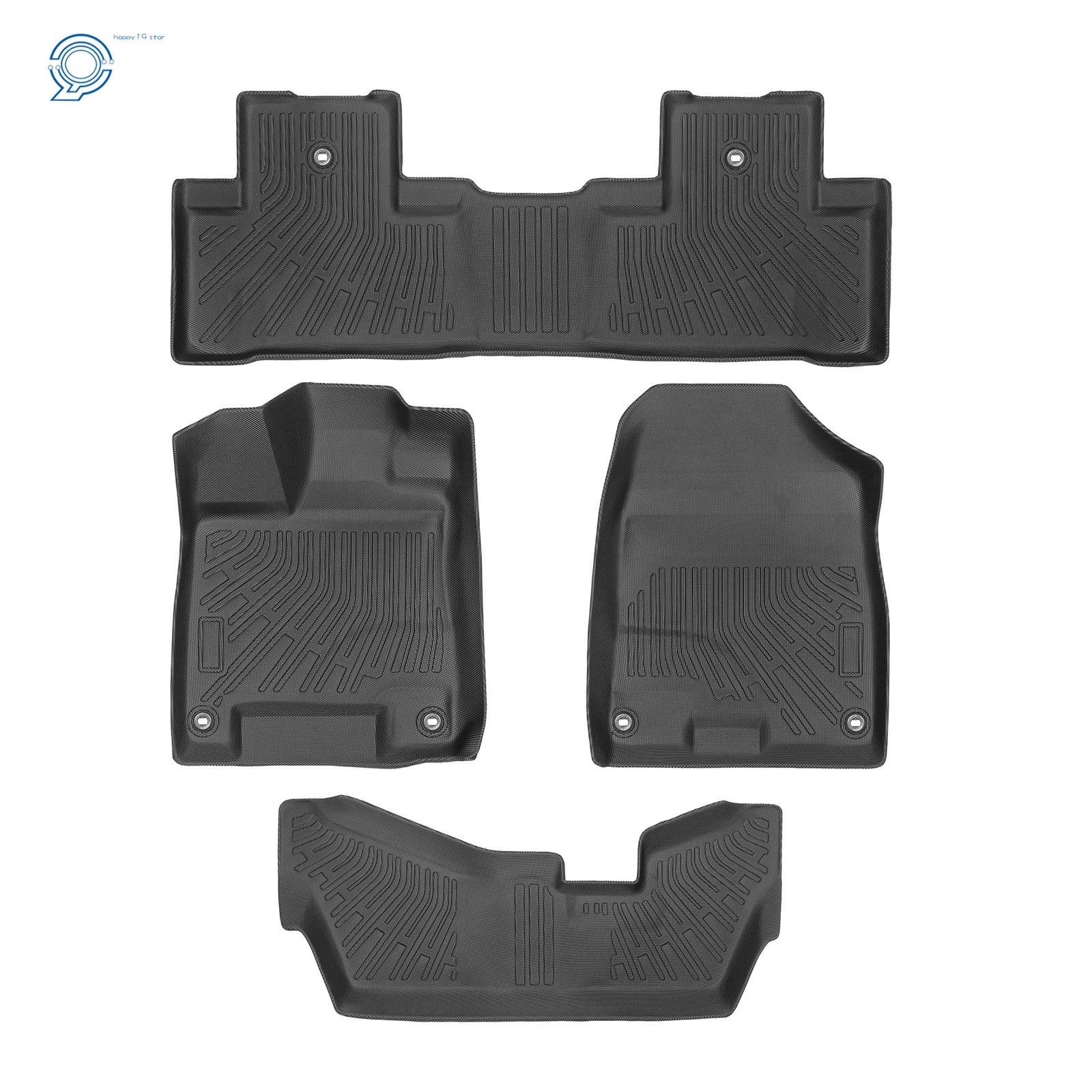 Set of 4 TPE Rubber Black All Weather Floor Mats for Acura MDX (2014–2020)