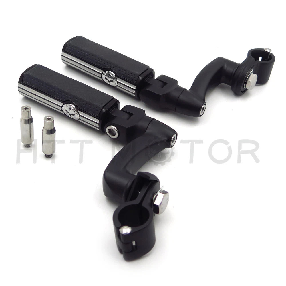 Gear Skull Arched Footpeg Mounting Kit for Motorcycle (Chrome, Black)
