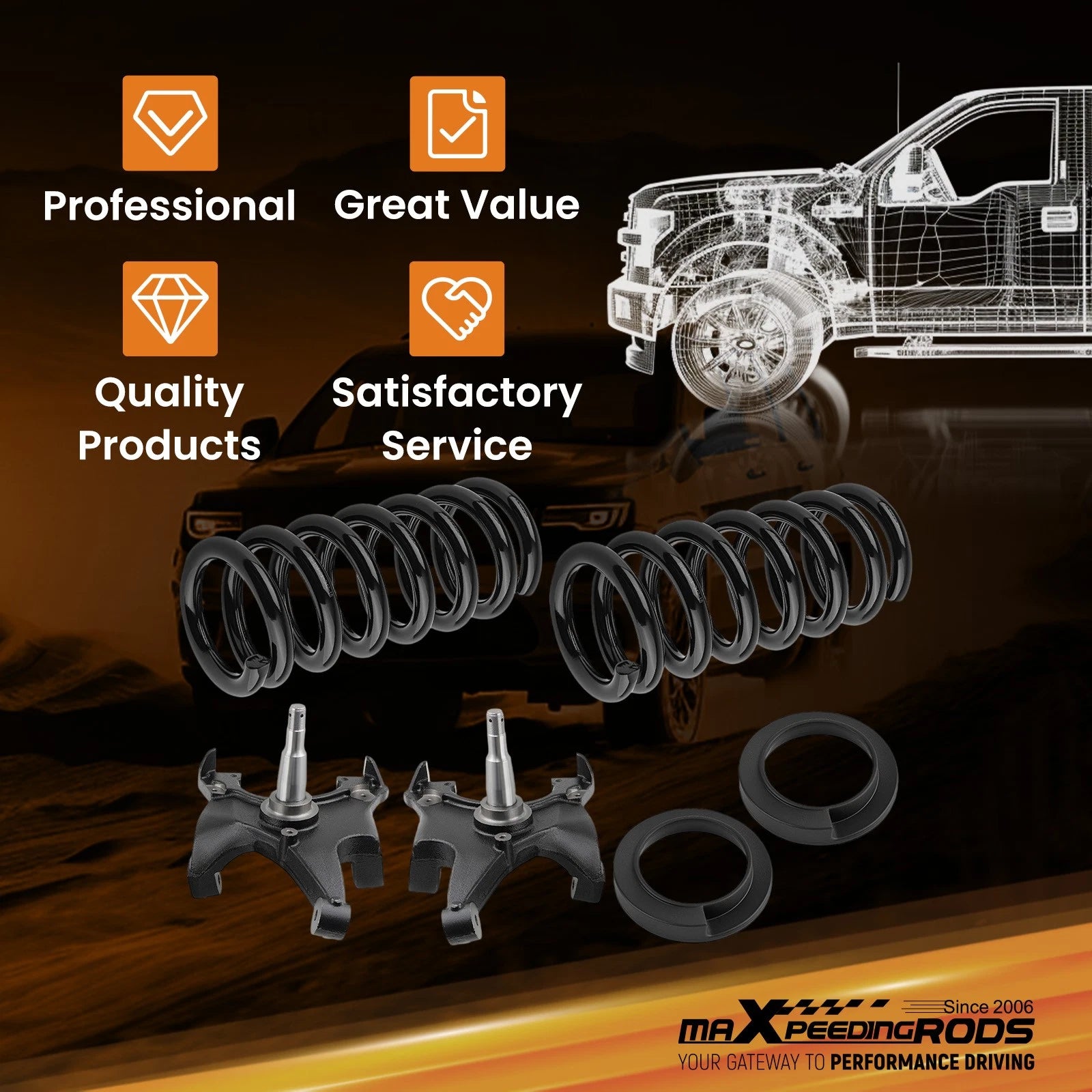 5" Front Drop Kit Coils Spindles for Chevrolet Silverado C1500 C2500 (1988–1998)