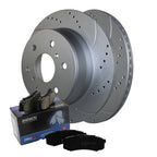 Rear Brake Kit Set of 4 Drilled 345mm Disc Akebono Ceramic Pads for Cadillac Chevy GMC