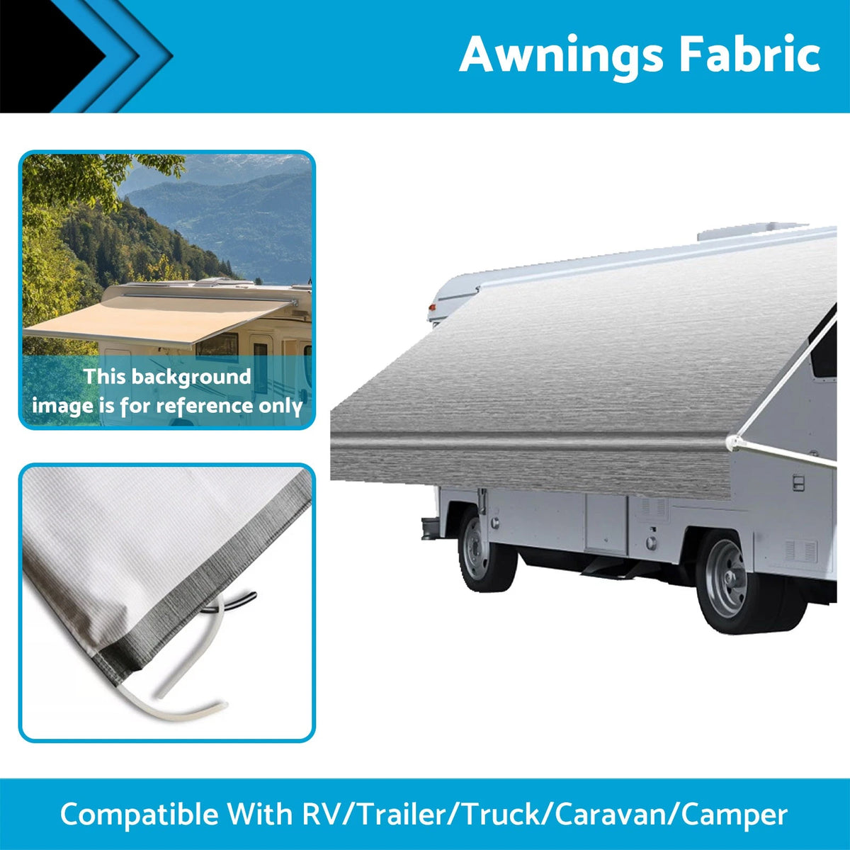 Awning Fabric for RV Trailer Caravan Truck (14 FT, Waterproof Vinyl)