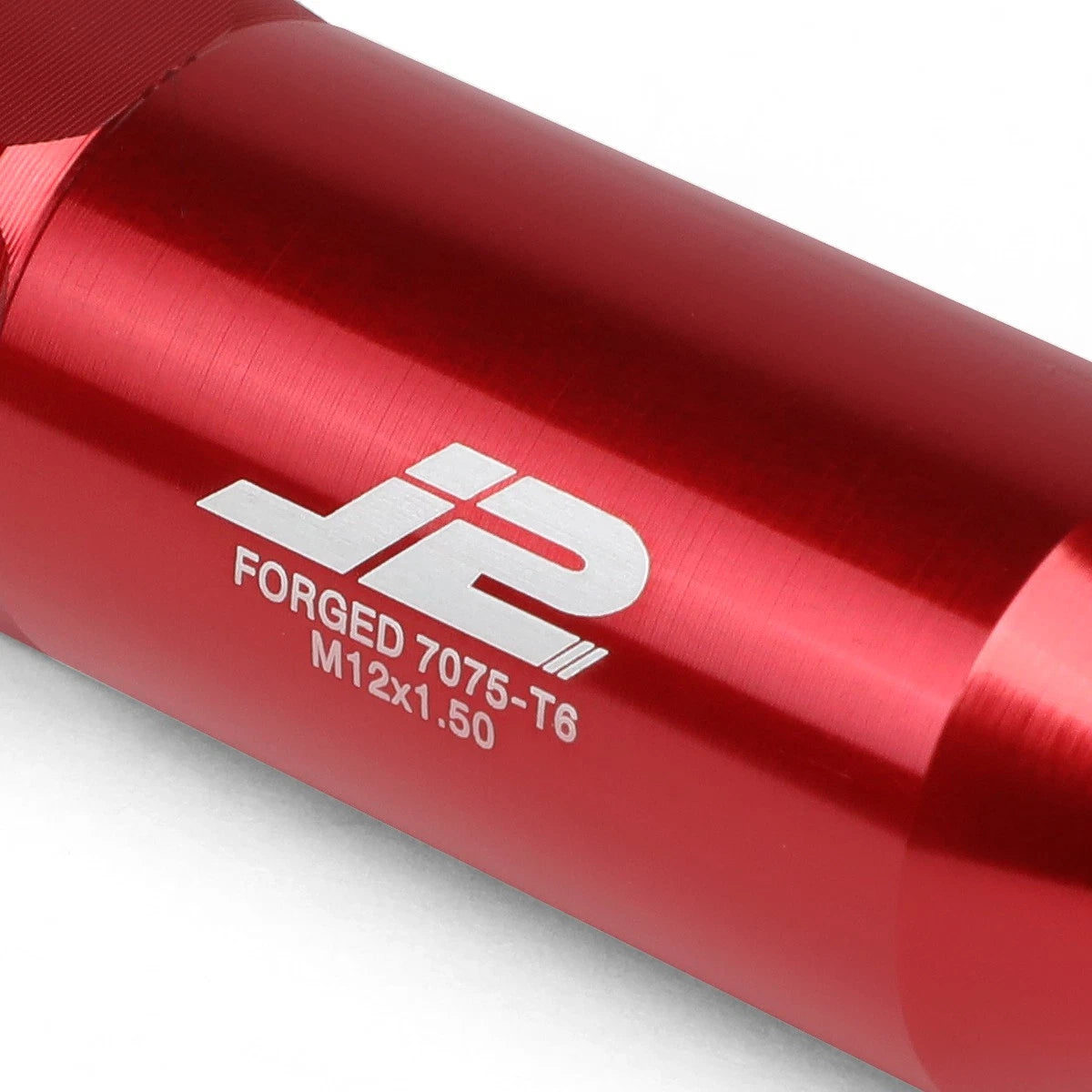 Set of 20 J2 7075 Forged Aluminum M12x1.5 Open-End Lug Nuts w/Adapter Red