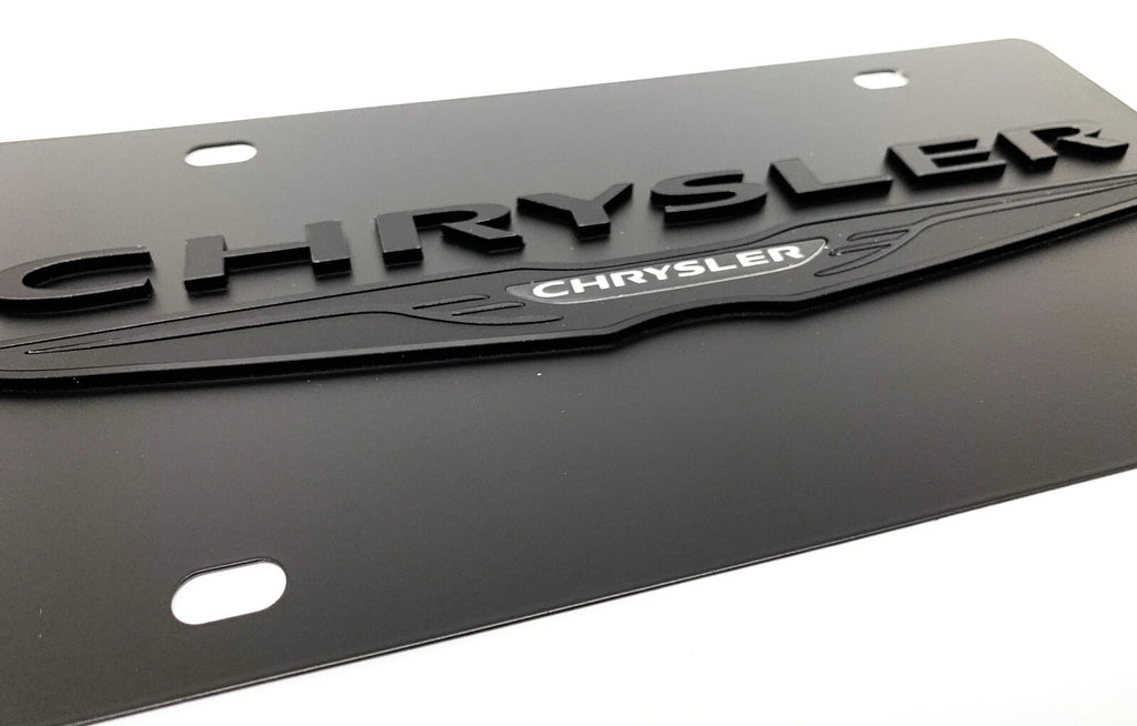 Black License Plate Cover with Blacked Out Chrysler Script for Chrysler (2011–2018)
