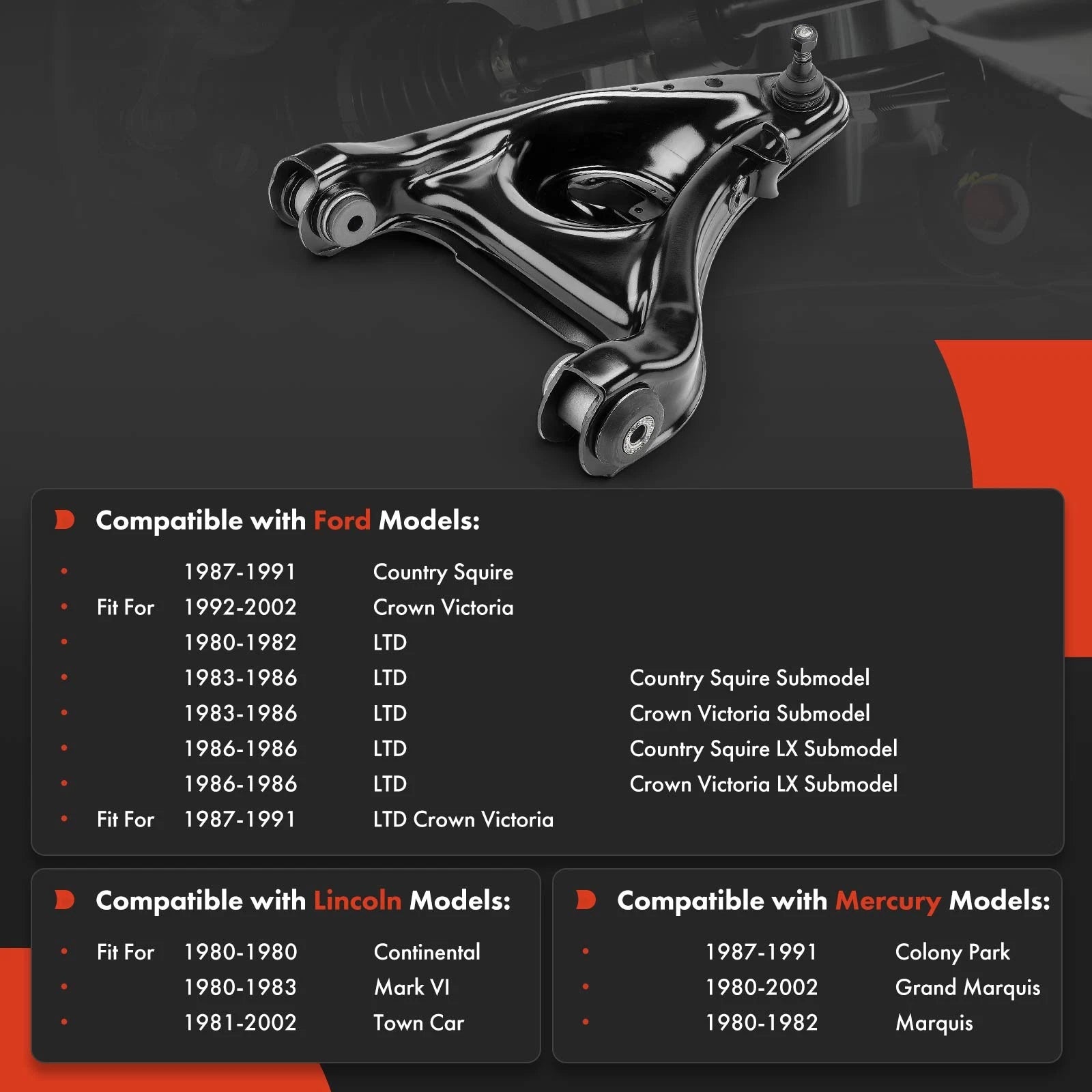 Front Right Lower Control Arm with Ball Joint for Ford Lincoln