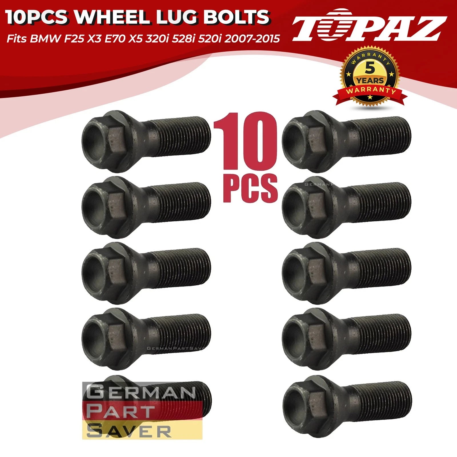 10pcs Wheel Lug Bolts for BMW X3 X5 (2007–2015)