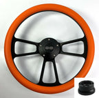 14 Inch Black Steering Wheel Cover Orange Half Wrap for Universal Fit (OEM)