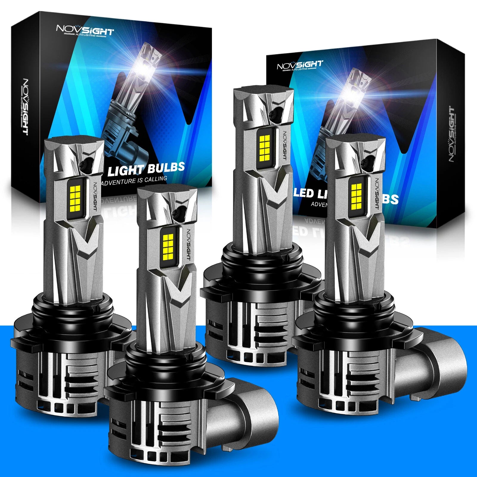 4X HB3 HB4 9005+9006 Combo LED Headlight 18000LM Hi-Low Beam Bulb for Cars