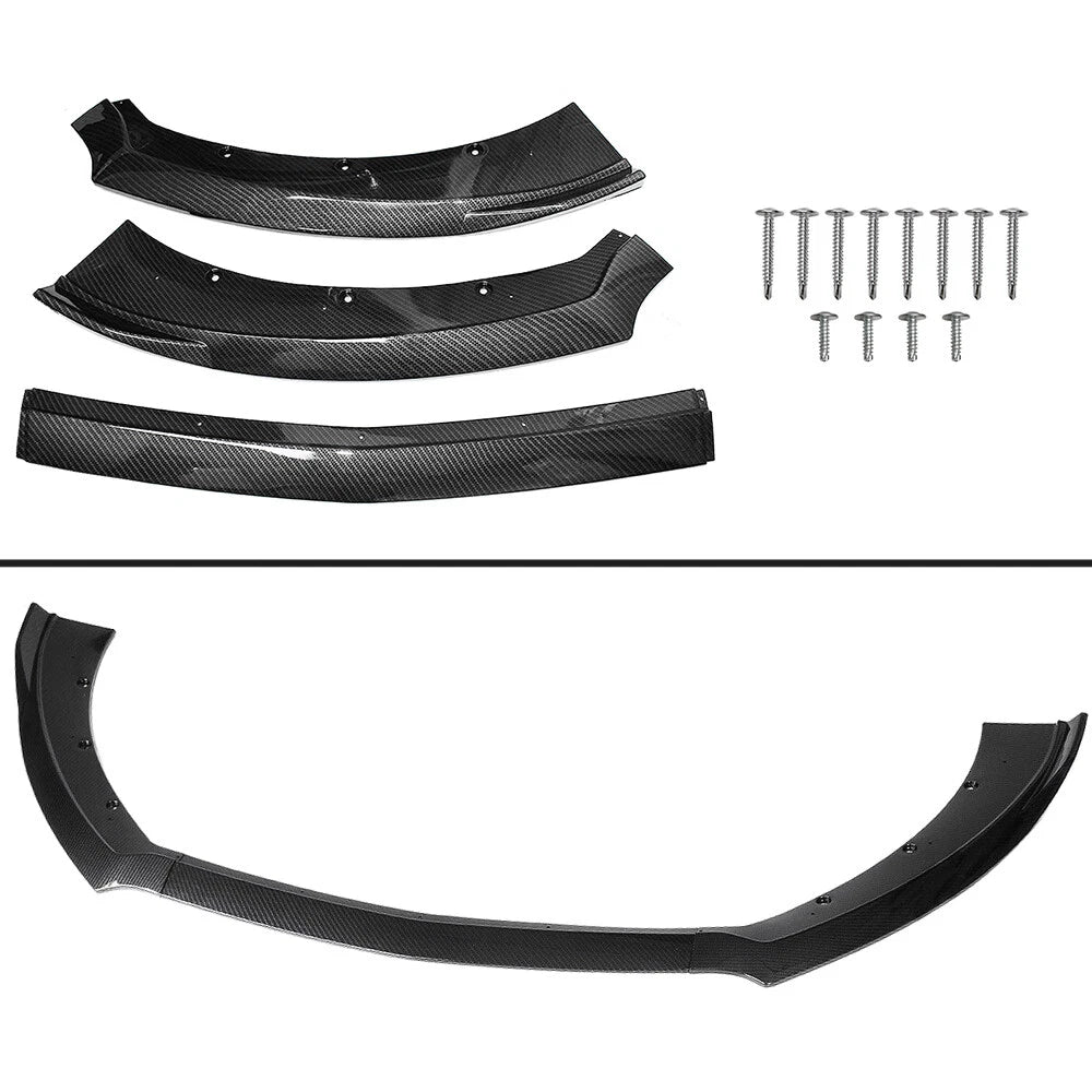 3X Carbon Fiber Look Front Bumper Lip Spoiler for Ford Mustang (2015–2017)