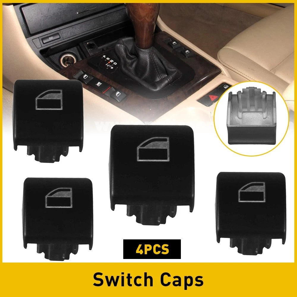 Set of 4 Window Switch Button Cover Caps for BMW E46 3-Series (1998–2006)