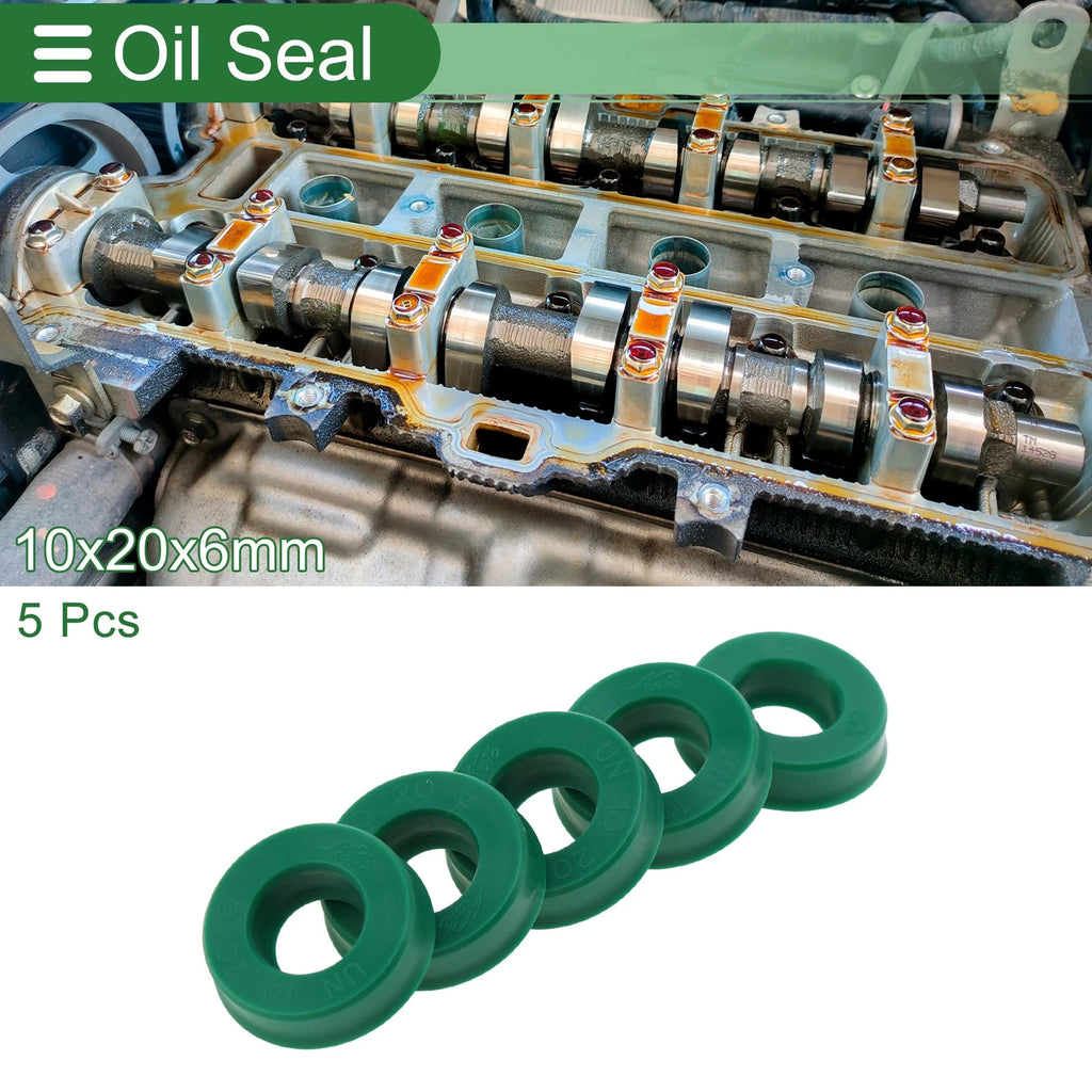 Set of 5 Oil Seal Rotary Shaft Seal 10x20x6mm High Pressure Green