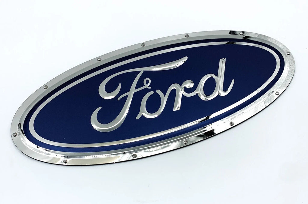 Blue Ford Oval Logo Emblem Metal Sign with Rivets for Ford (2011–2024)