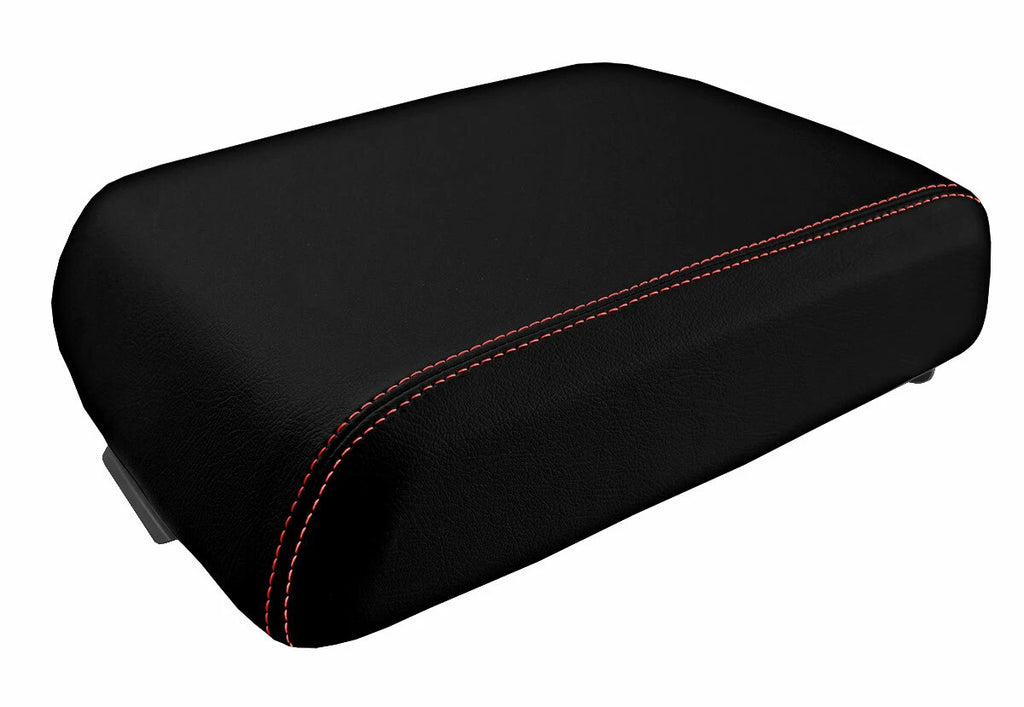 Leather Console Lid Bucket Seat Cover for Ford F250 (1999–2010) Red Stitch