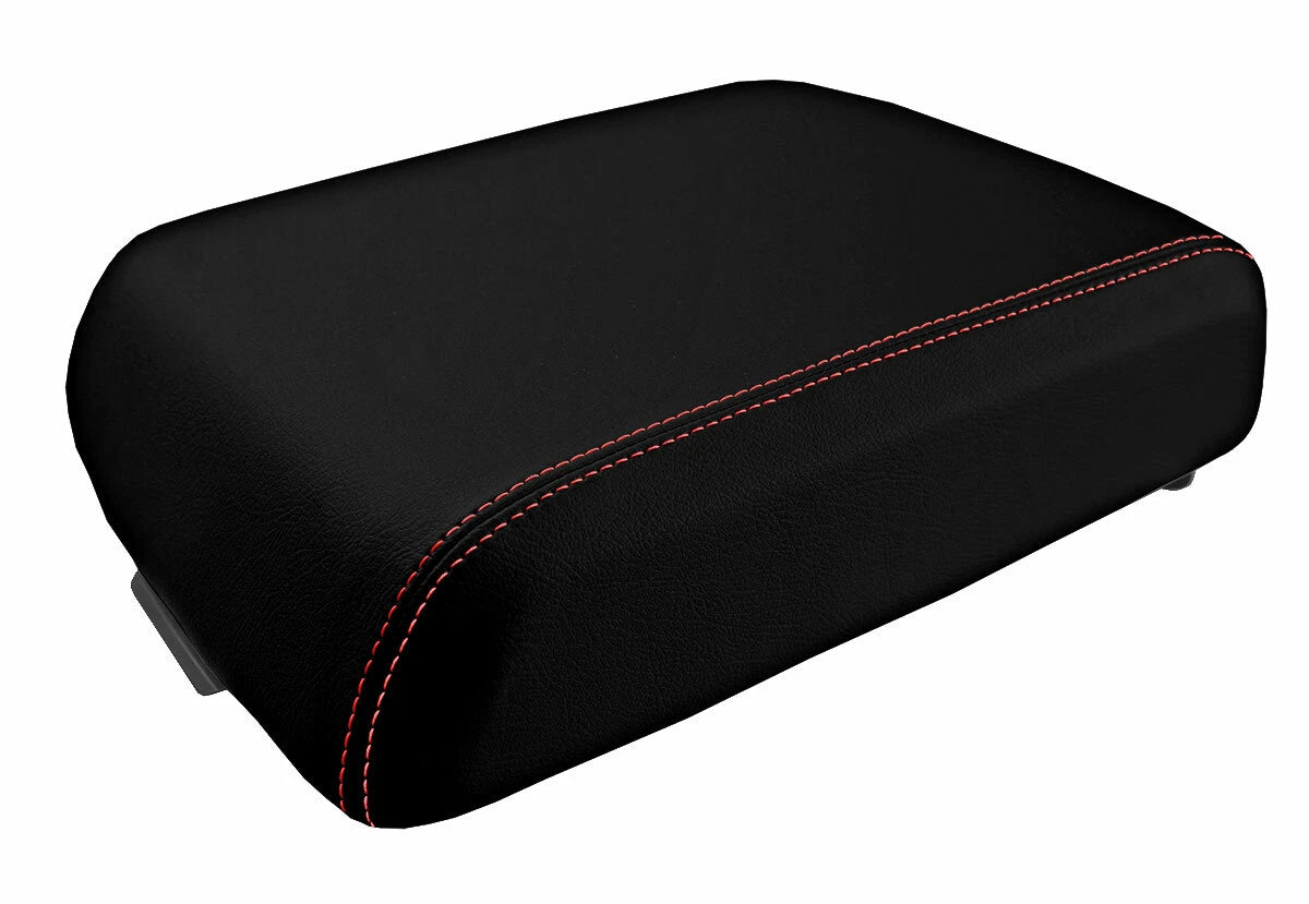 Leather Console Lid Bucket Seat Cover for Ford F250 (1999–2010) Red Stitch