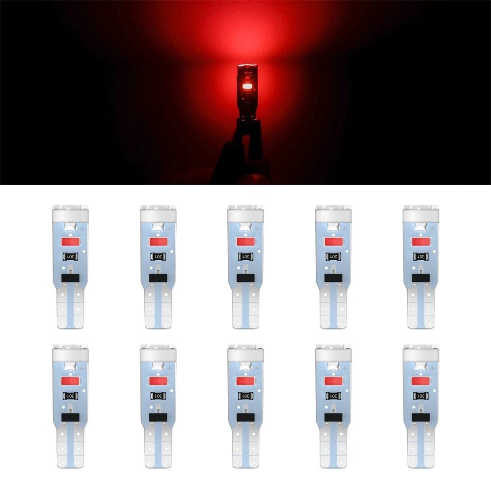 10X T5 Red 3014 LED Bulbs for Speedometer Gauge Cluster (Universal)