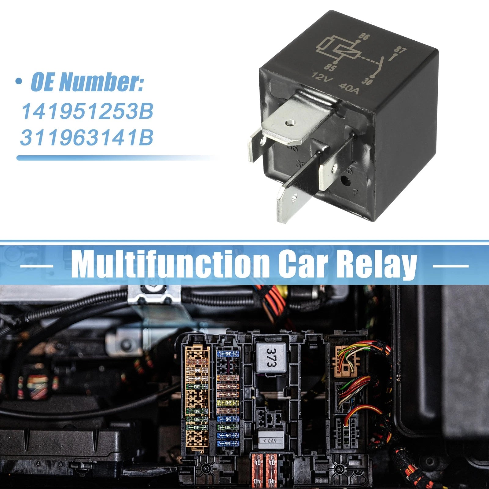 2Pcs Multifunction Car Relay for VW (No.141951253B/311963141B/191911251)
