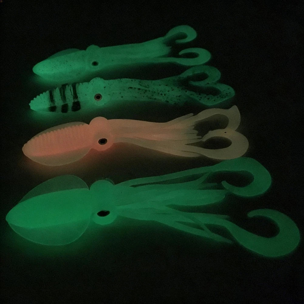 Fishing Soft Lure Twin Tail UV Glow for Saltwater Tuna Cod Sea Bass (12-18cm)
