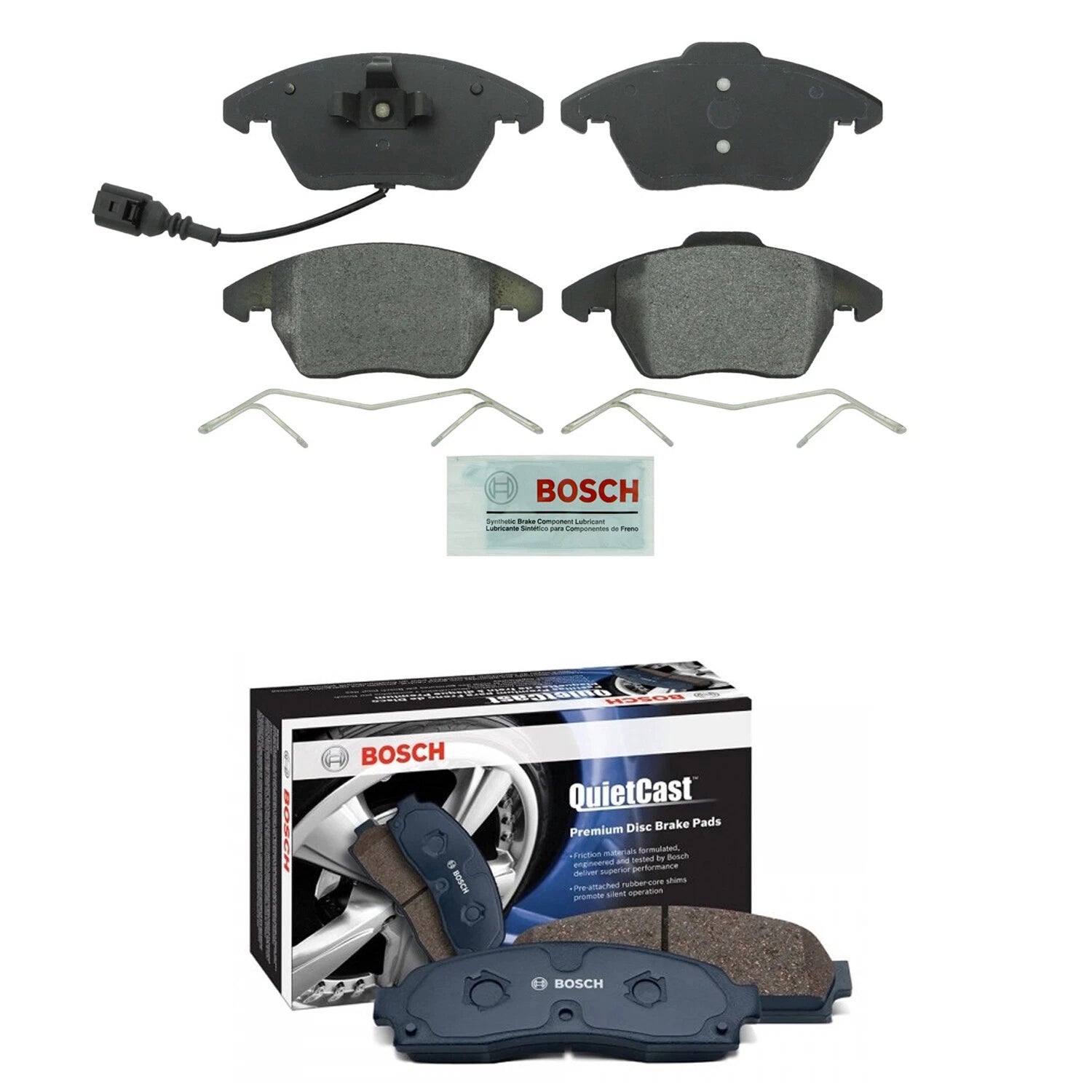 Set of 4 Bosch Blue Semi-Metallic Disc Brake Pads for A3 CC Eos GTI Jetta Rabbit (2006–2013)