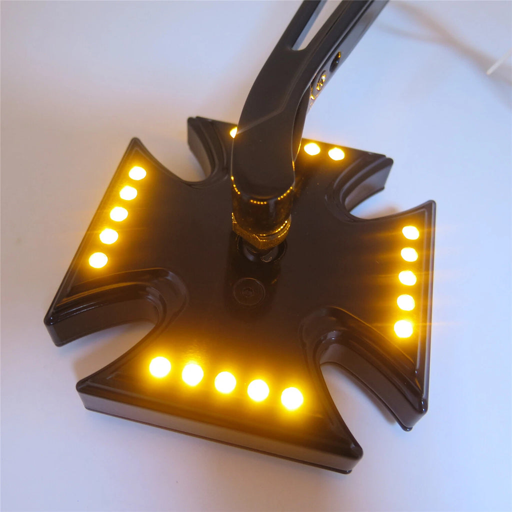 Custom LED Turn Signal Integrated Mirror for Honda Kawasaki Suzuki Yamaha