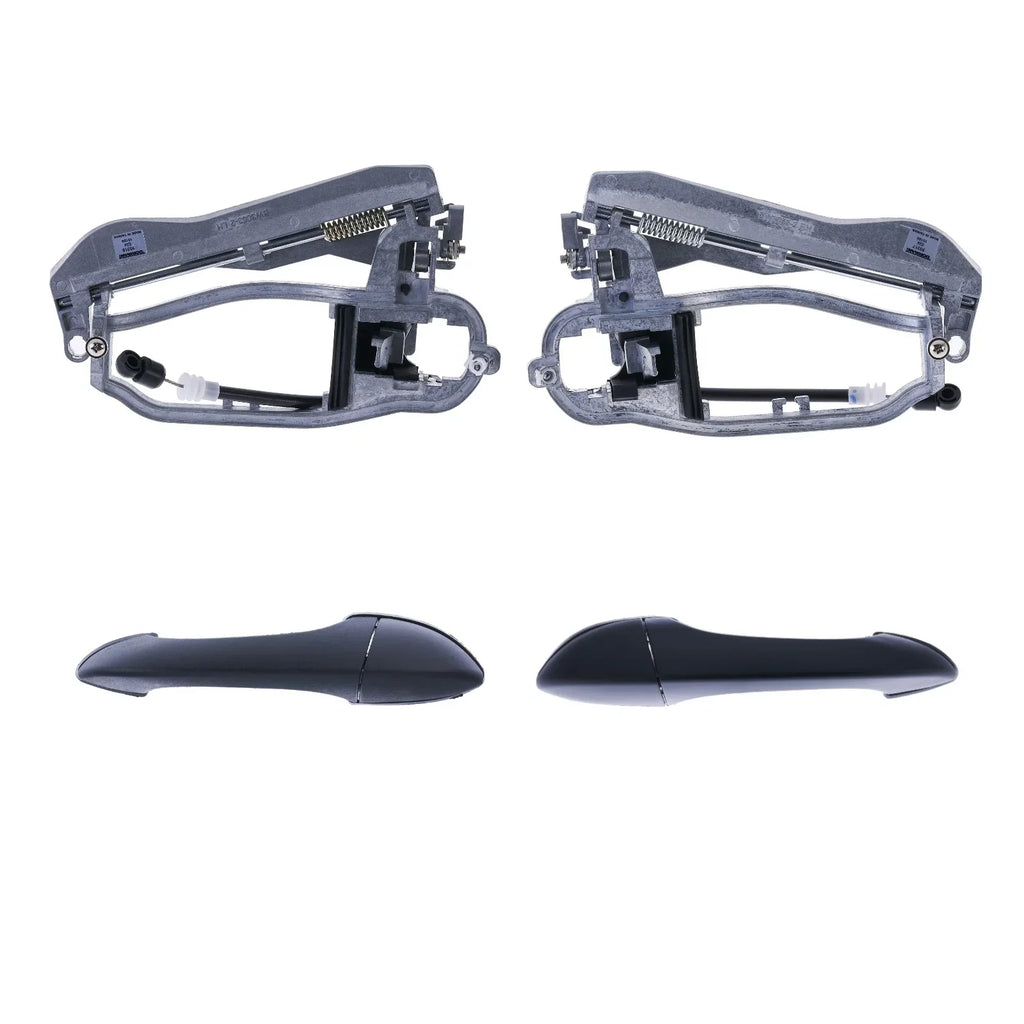 4pcs Rear LH+RH Primed Black Door Handle and Carrier for BMW X5 (2000–2007)