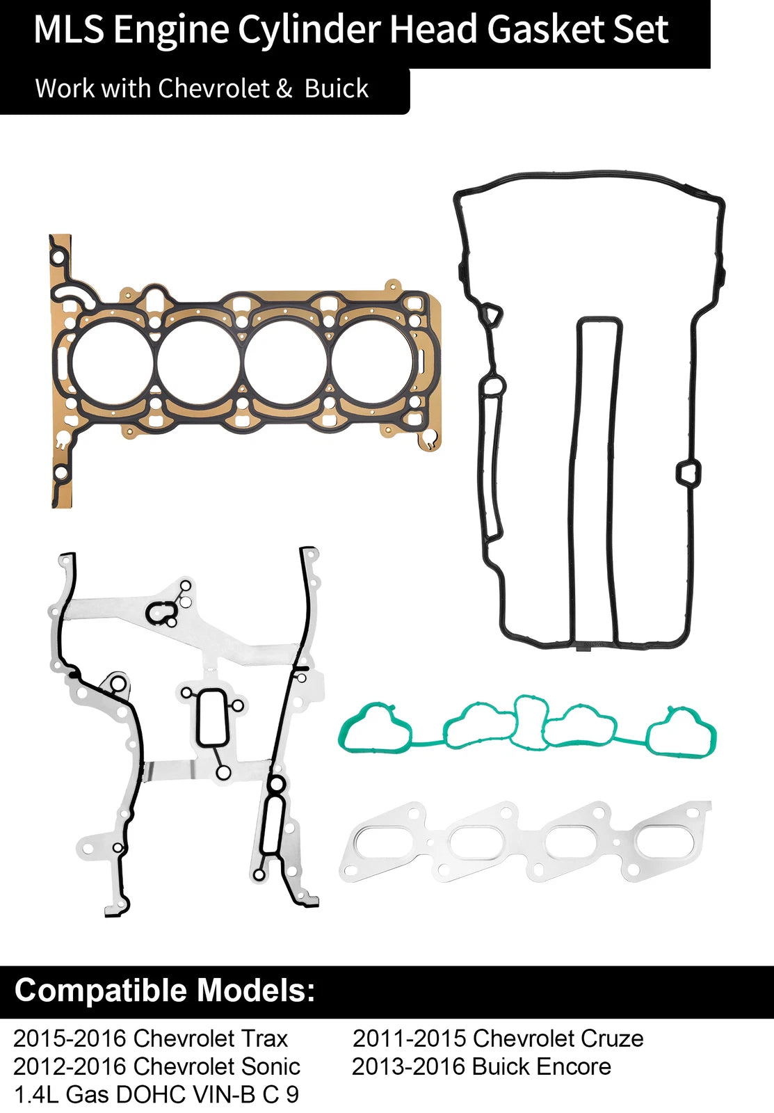 Engine Head Gasket Kit for Chevy Cruze Sonic Trax Buick Encore 2011–2016 1.4L