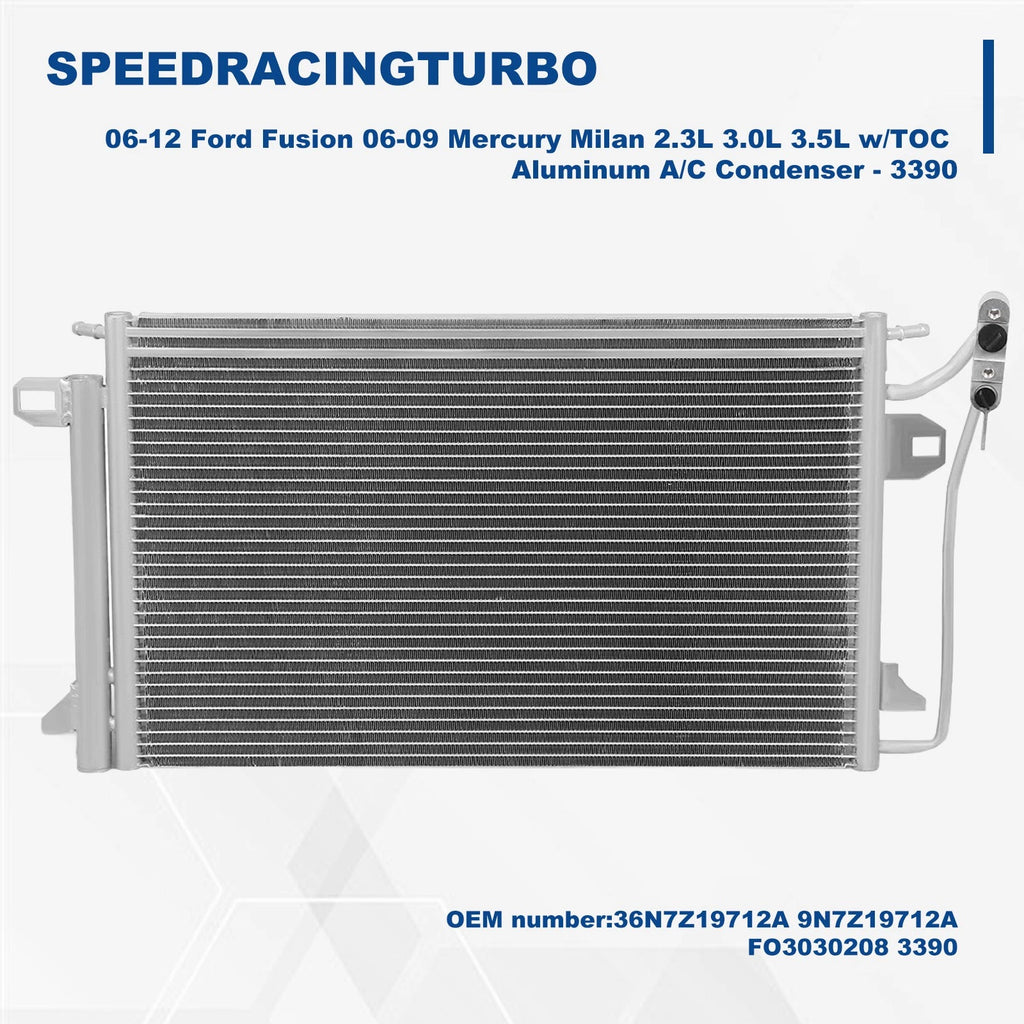 A/C Condenser for Ford Fusion Lincoln MKZ (2006–2012) 3390 Aluminum