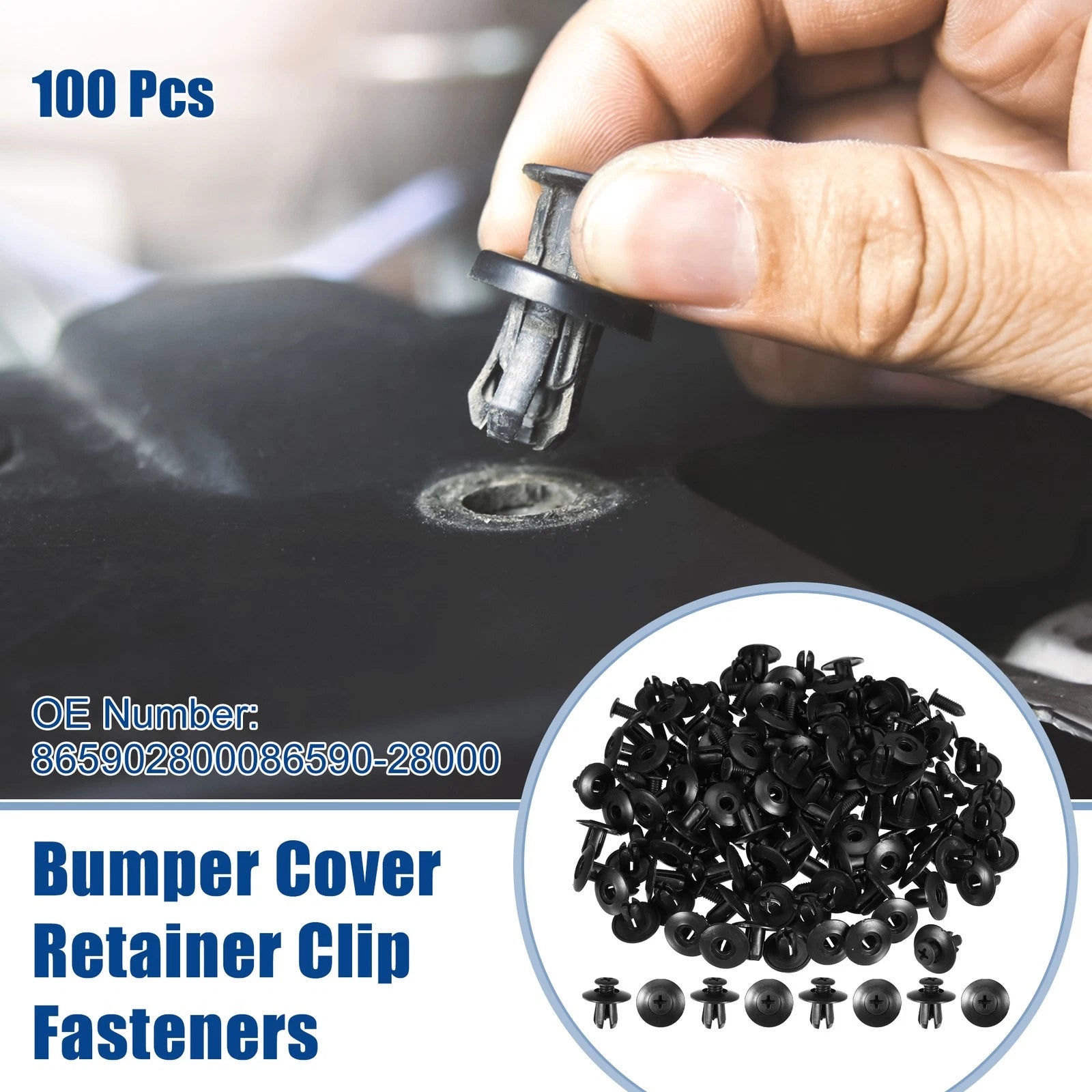100pcs Bumper Cover Retainer Clip Fasteners for Hyundai Sonata (2011–2019) No. 8659028000