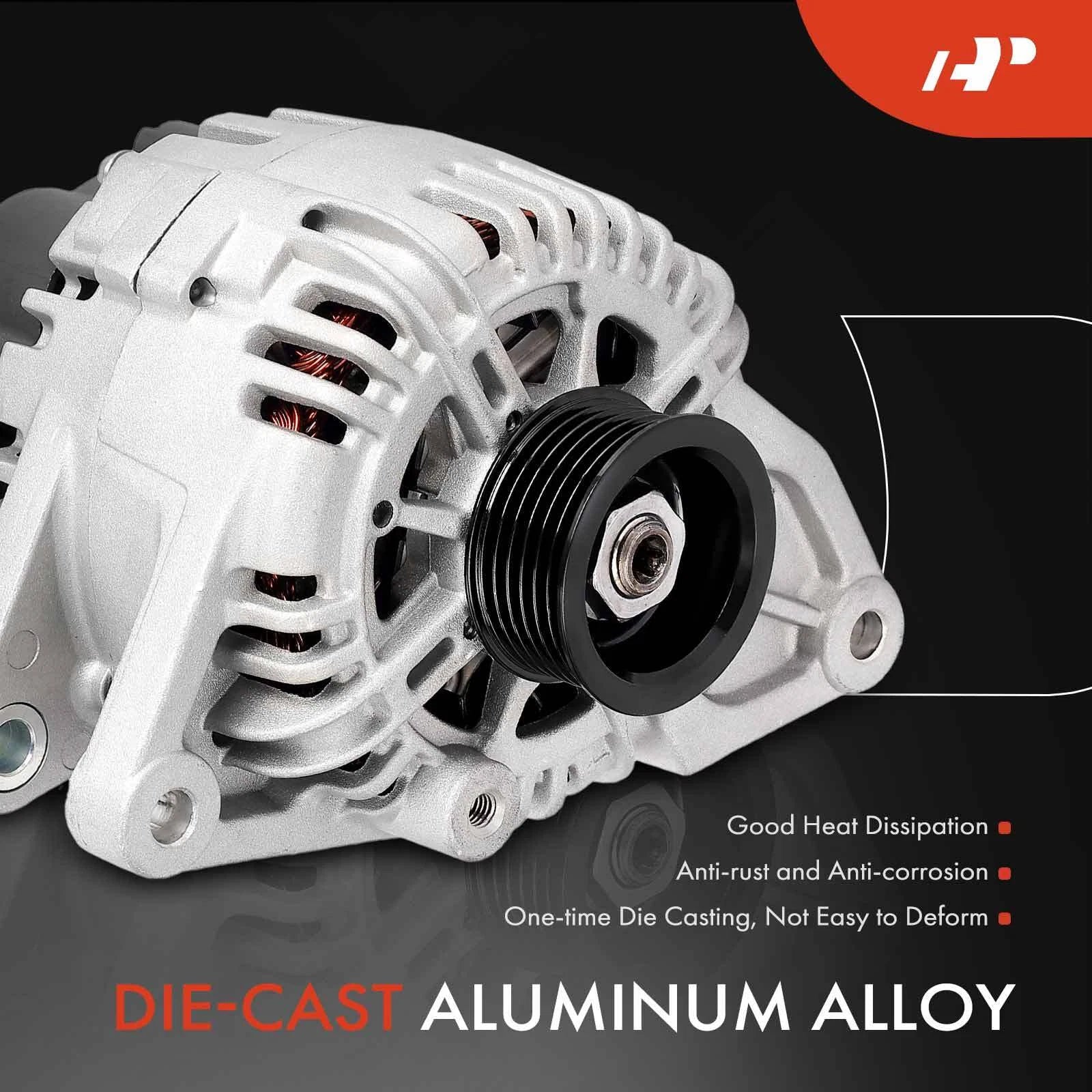 Alternator for Kia Sedona (2002–2005) V6 3.5L 120Amp 6-Groove Pulley
