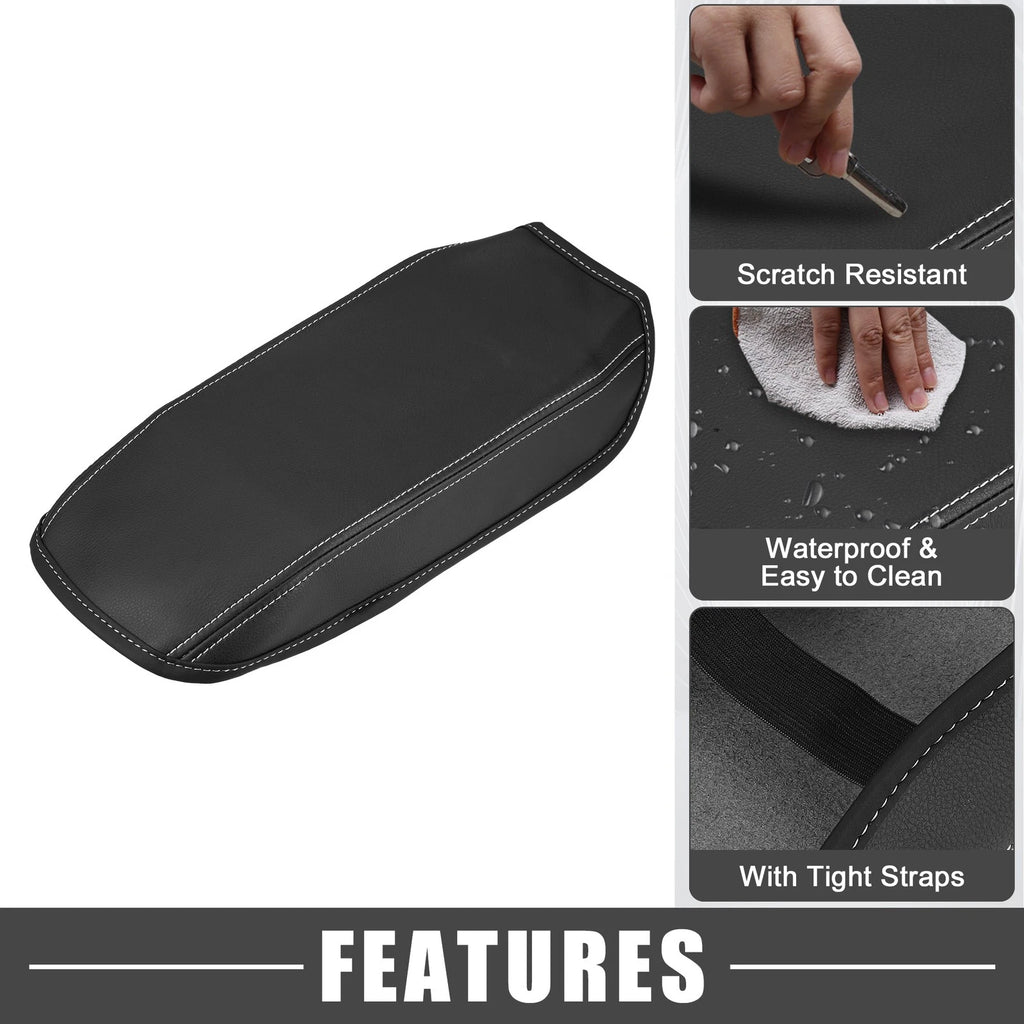 Center Console Pad for Ford Bronco Sport (2020–2023) Black White Stitches