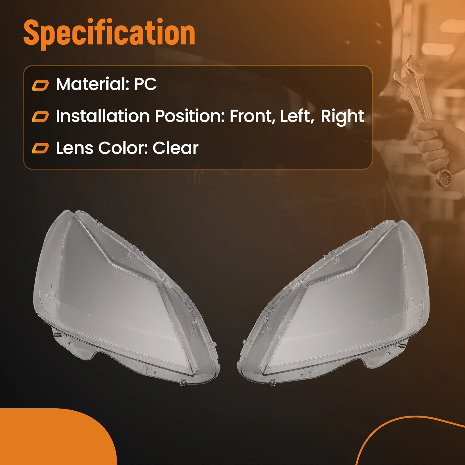 Set of 2 Transparent Headlight Lens Covers for Mercedes Benz W204 C Class