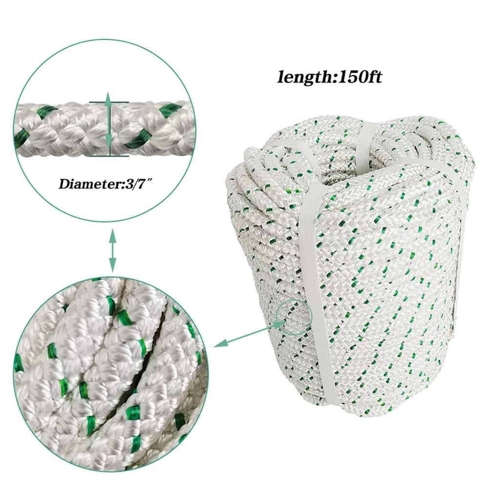 Double Braid Nylon Rope for Arborist Rigging (150' Length)