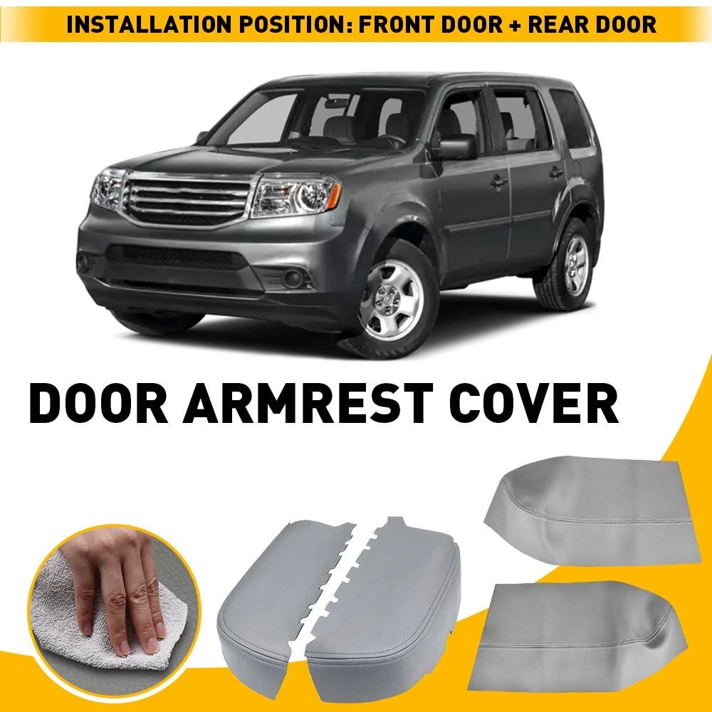 Set of 4 Leather Armrest Covers for Honda Pilot (2009–2015) Gray