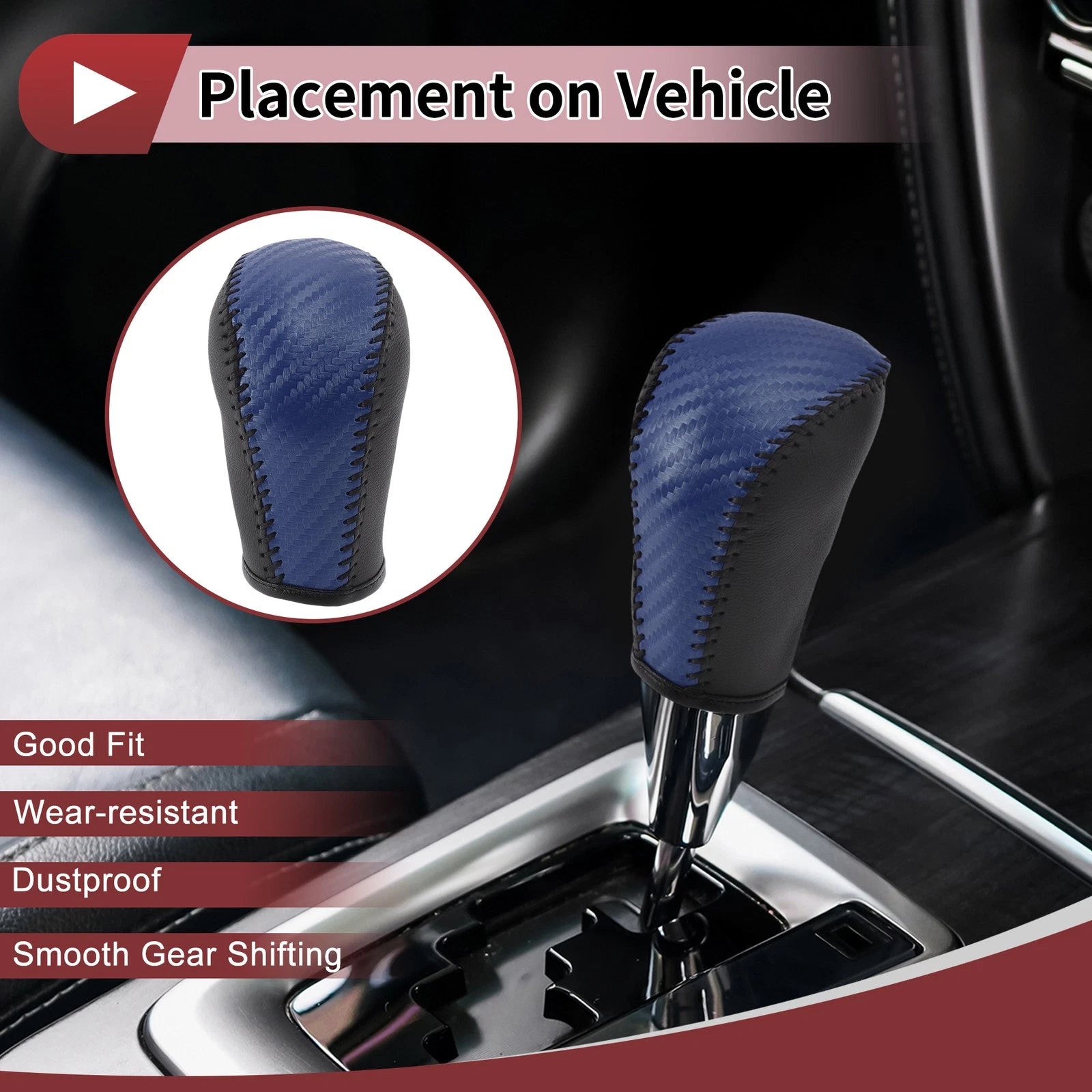 1Pc Gear Shift Knob Cover for Subaru Forester (2006–2012) Blue Faux Leather