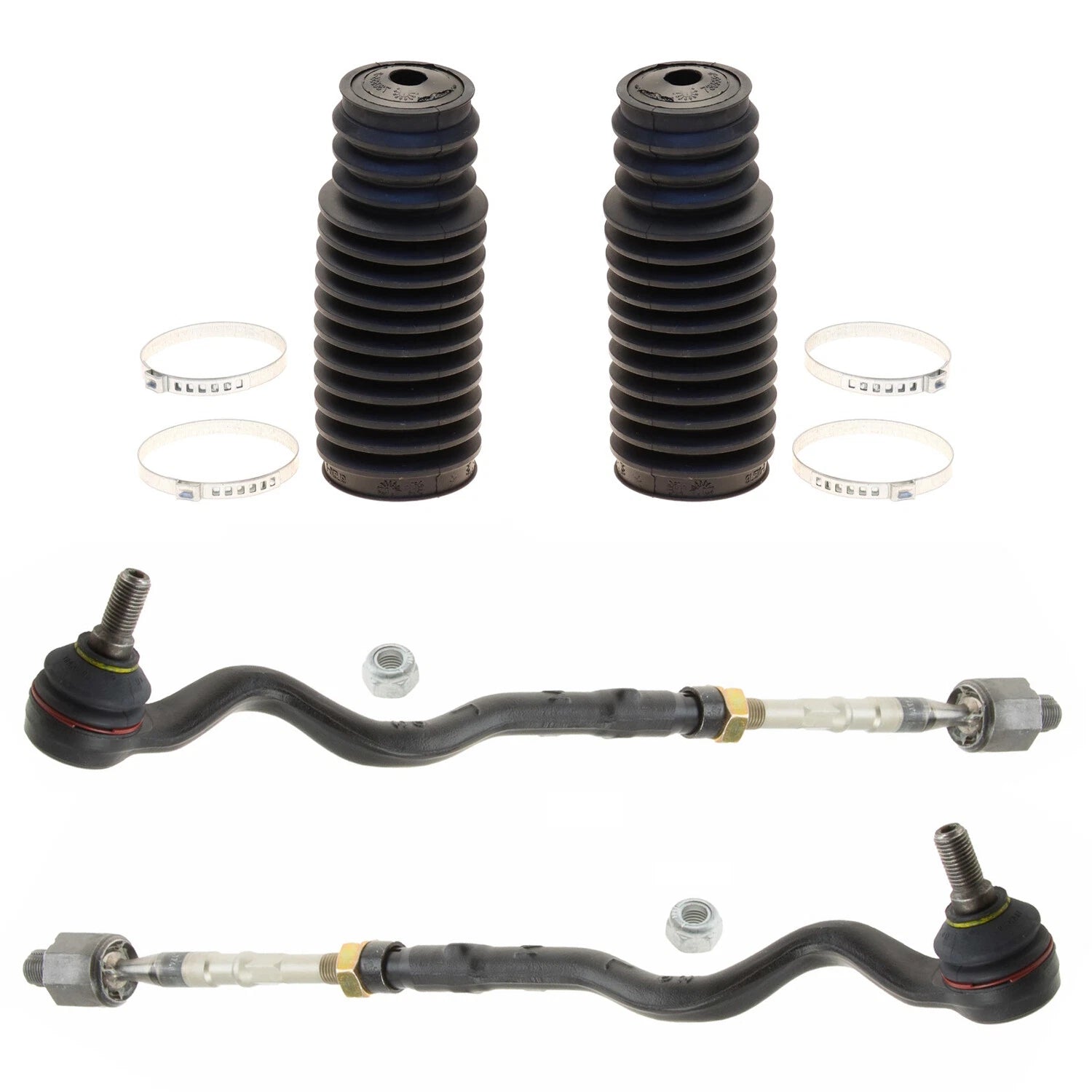 Set of 4 Steering Tie Rod Assemblies & Rack Pinion Bellows for BMW E46 M3