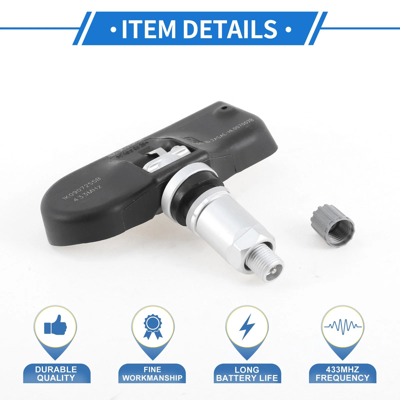 Tire Pressure Sensor 433MHz for Volkswagen Passat R36 (2005–2010) 1 Pc 1K0907255B