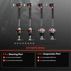 Set of 8 Front Inner Outer Ball Joints Tie Rods for Chevy Blazer GMC Sonoma (1995–2005)