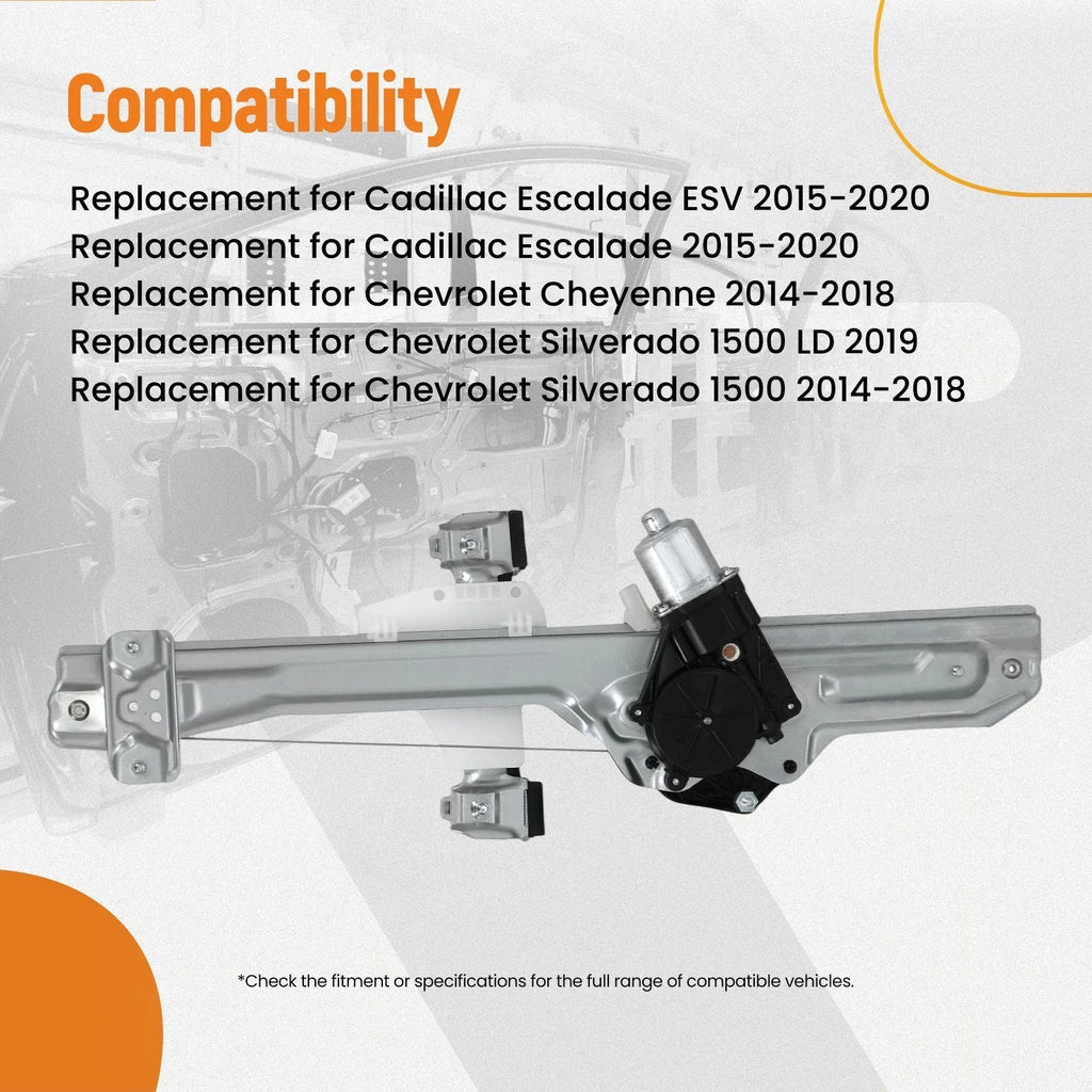 Rear Left Power Window Regulator for Chevy Silverado GMC Sierra 1500 (2014-2020)