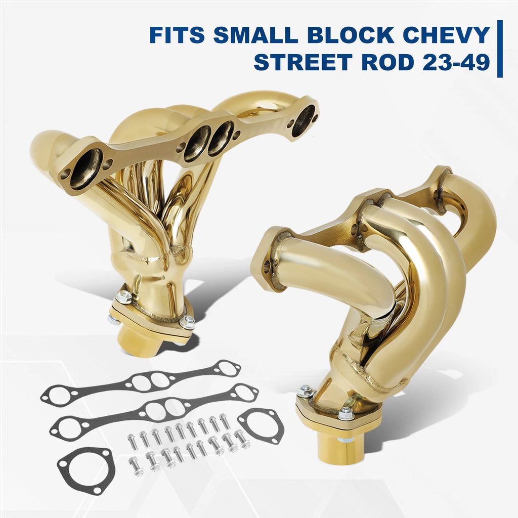 Stainless Steel 304 Gold Exhaust Header for Street Rod SBC Small Block (1923–1949)