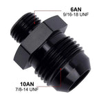 Black Aluminum AN6 Flare to 10AN ORB Male Fitting Adapter w/ O-Rings