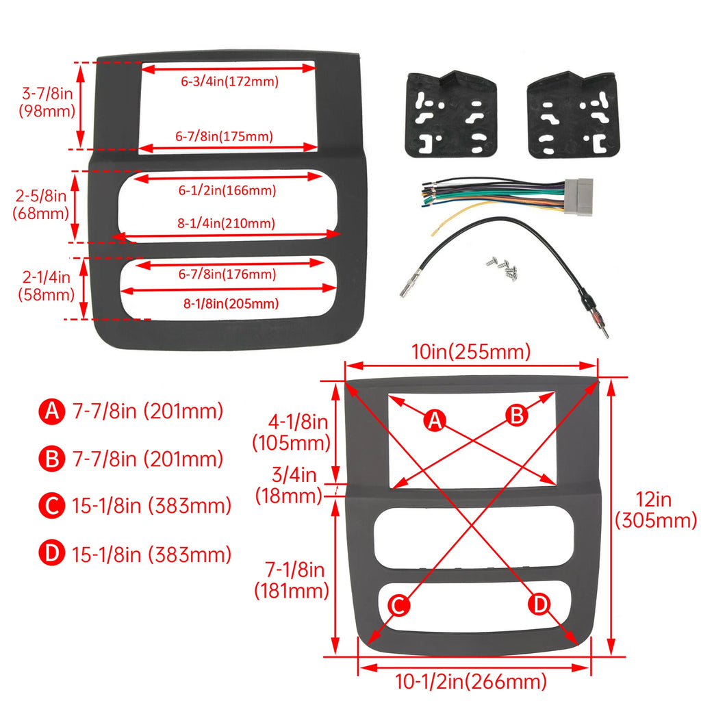Double Din Dash Panel Kit for Dodge Ram 2002–2005